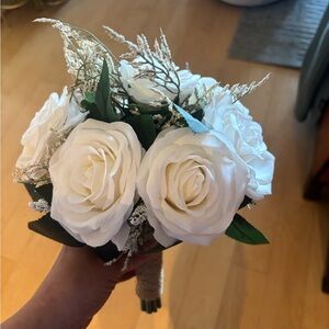 Faux Elegant White Rose Bouquet